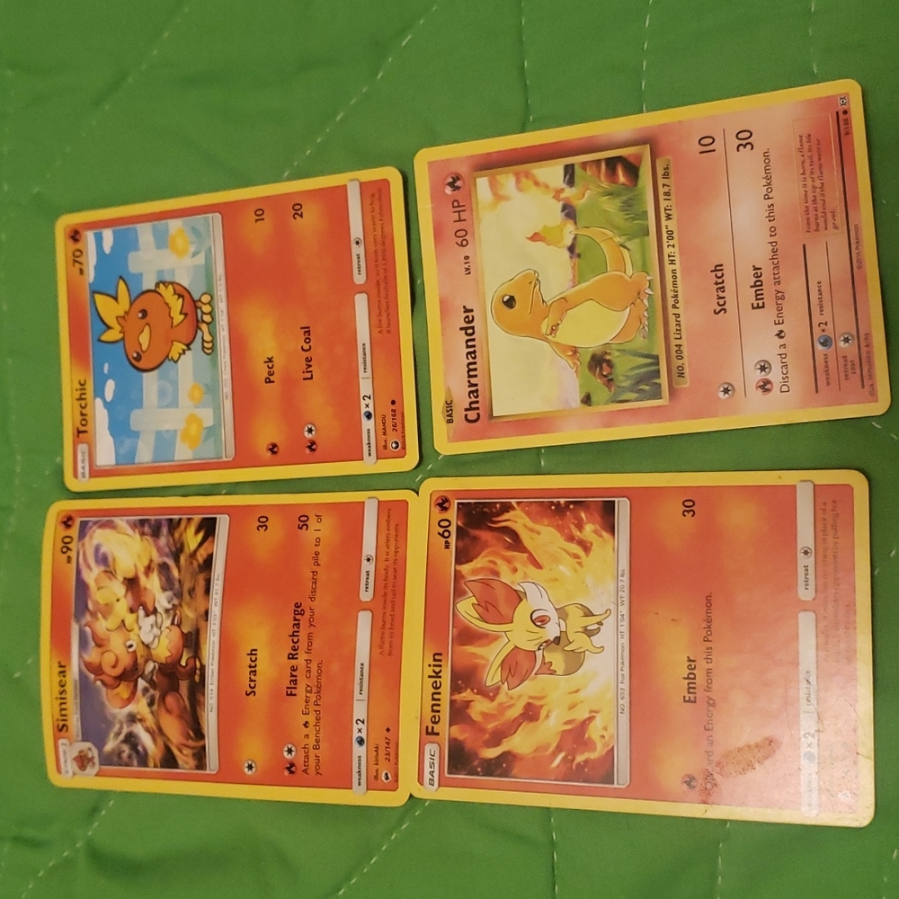 4 fire Pokémon cards